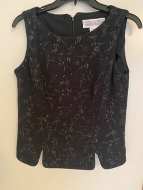 Jessica Howard Black Sleeveless Metallic-Thread Tank Top